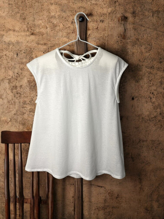 COTTON CRAPE, NO SLEEVE TOP, #851-895  cotton 100%, WHITE