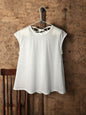 COTTON CRAPE, NO SLEEVE TOP, #851-895  cotton 100%, WHITE