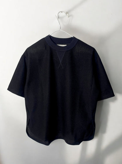 COTTON MESH, SS CREW, #851-887, cotton 55% Polyester 45%, BLACK