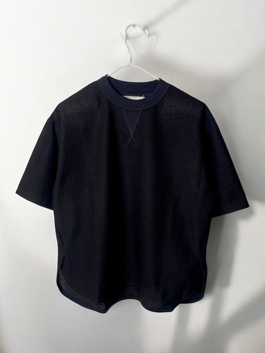 COTTON MESH, SS CREW, #851-887, cotton 55% Polyester 45%, BLACK