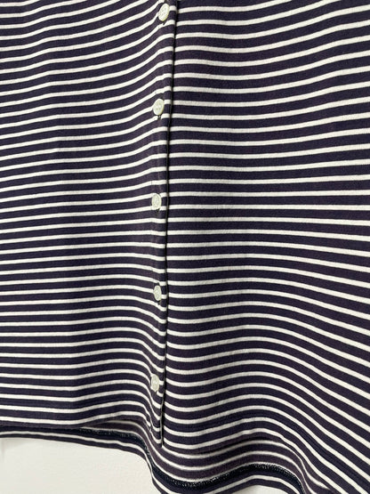 COTTON BOARDER, LS CARDIGAN, #851-886, cotton 100%, NAVY-NATURAL, OS