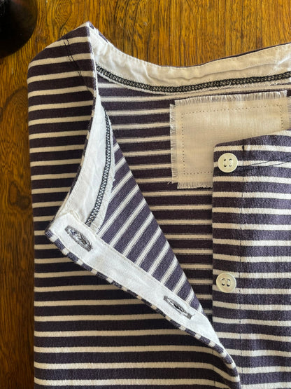 COTTON BOARDER, LS CARDIGAN, #851-886, cotton 100%, NAVY-NATURAL, OS