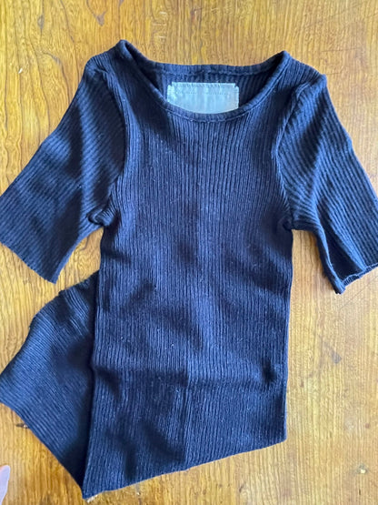 GAUZE RIB, SS CREW, 851-883, 100%cotton, BLACK, OS