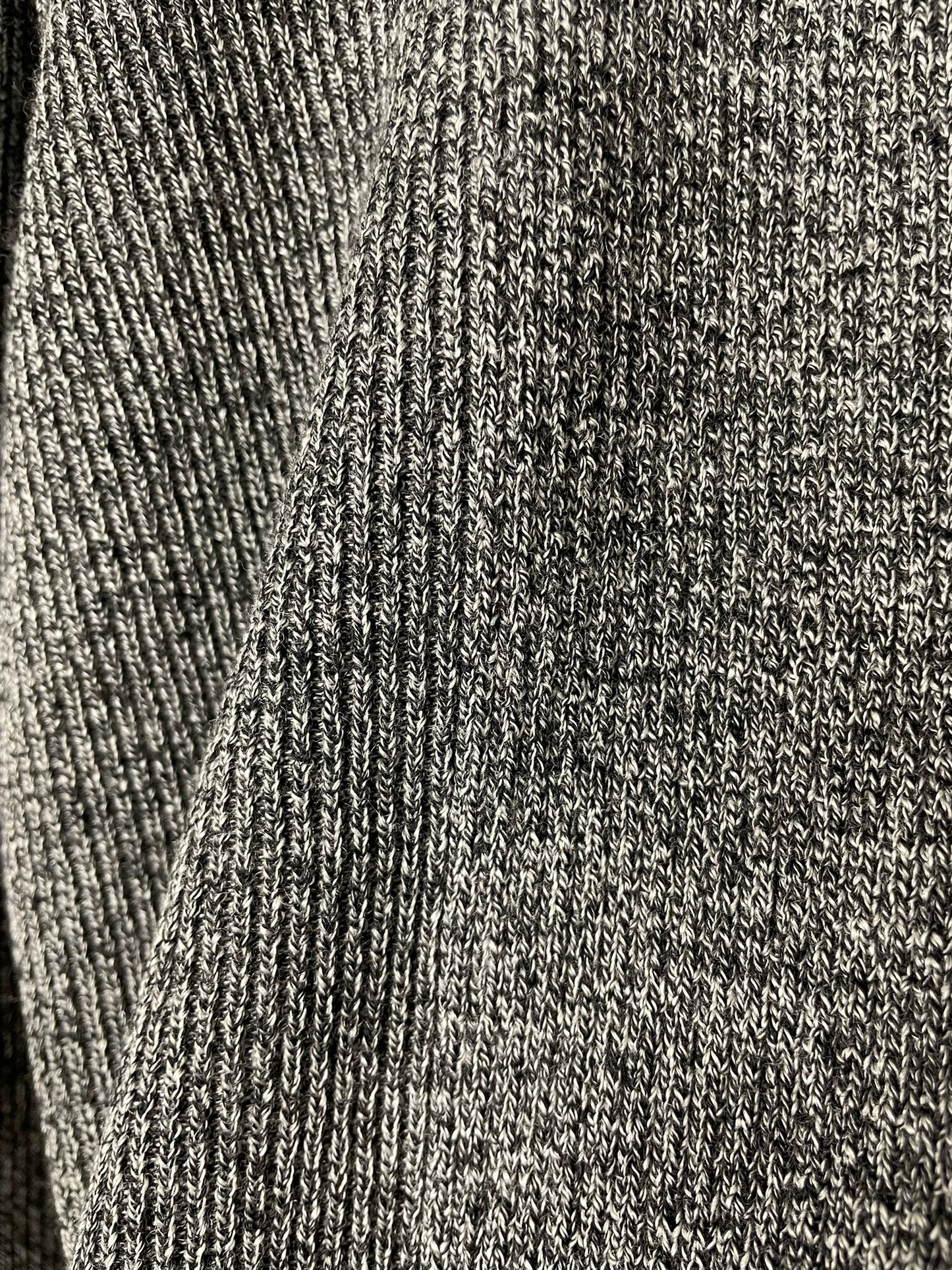 (MELANGE) Super Fine Merino 10Gauge Waffle/Rib Combo, WOOL 100%, #VL9421044, L/S CREW, HETHER BLACK
