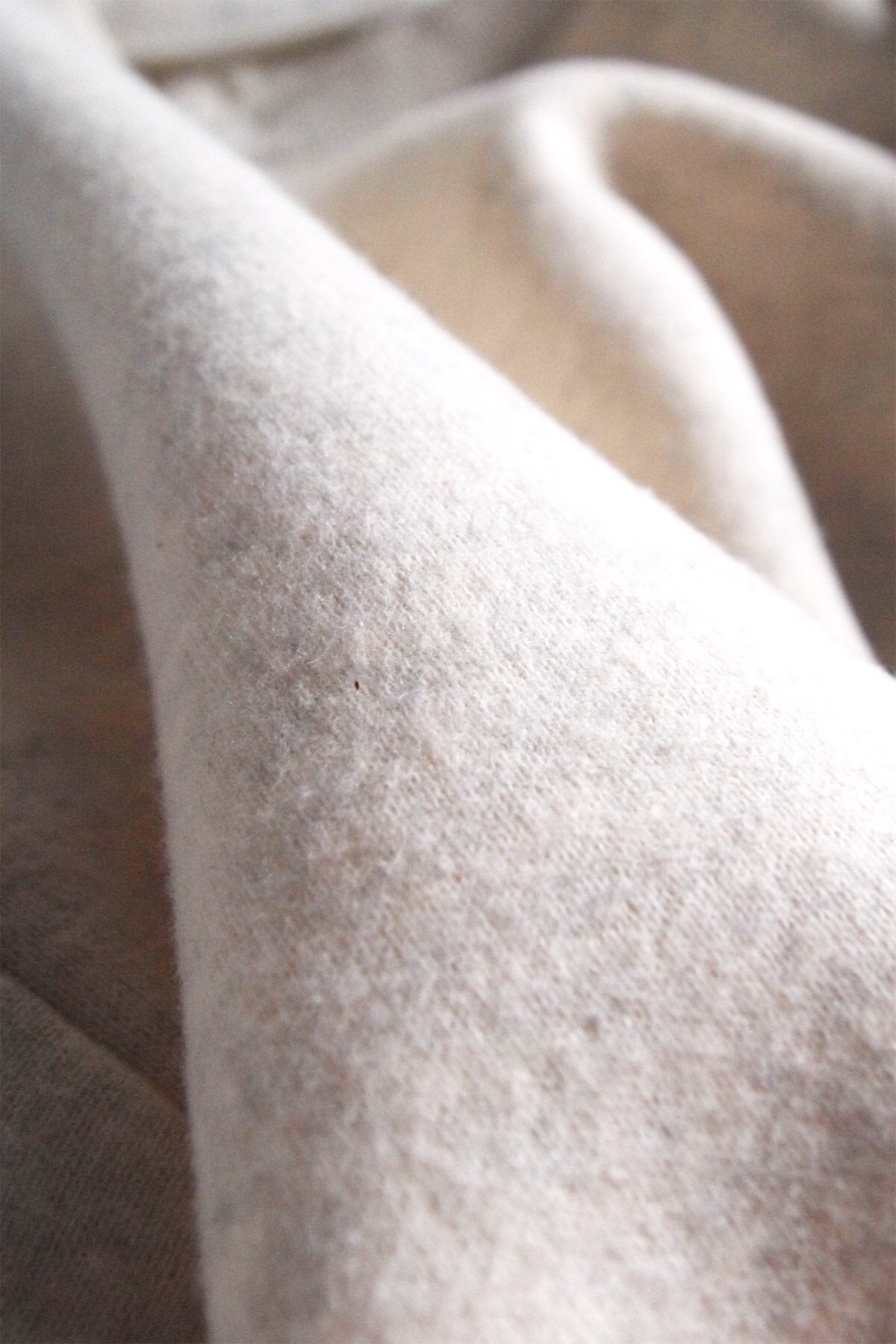 Tencel Brushed Fleece, Long Sleeve Side Slit Crew Neck Sweat Shirts, #802-754, oatmeal