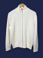 Super Fine Merino Rib, WOOL 100%,  L/S ZIP CARDIGAN , #9421043, IVORY