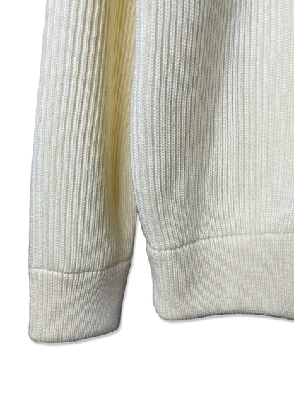 Super Fine Merino Rib, WOOL 100%,  L/S ZIP CARDIGAN , #9421043, IVORY