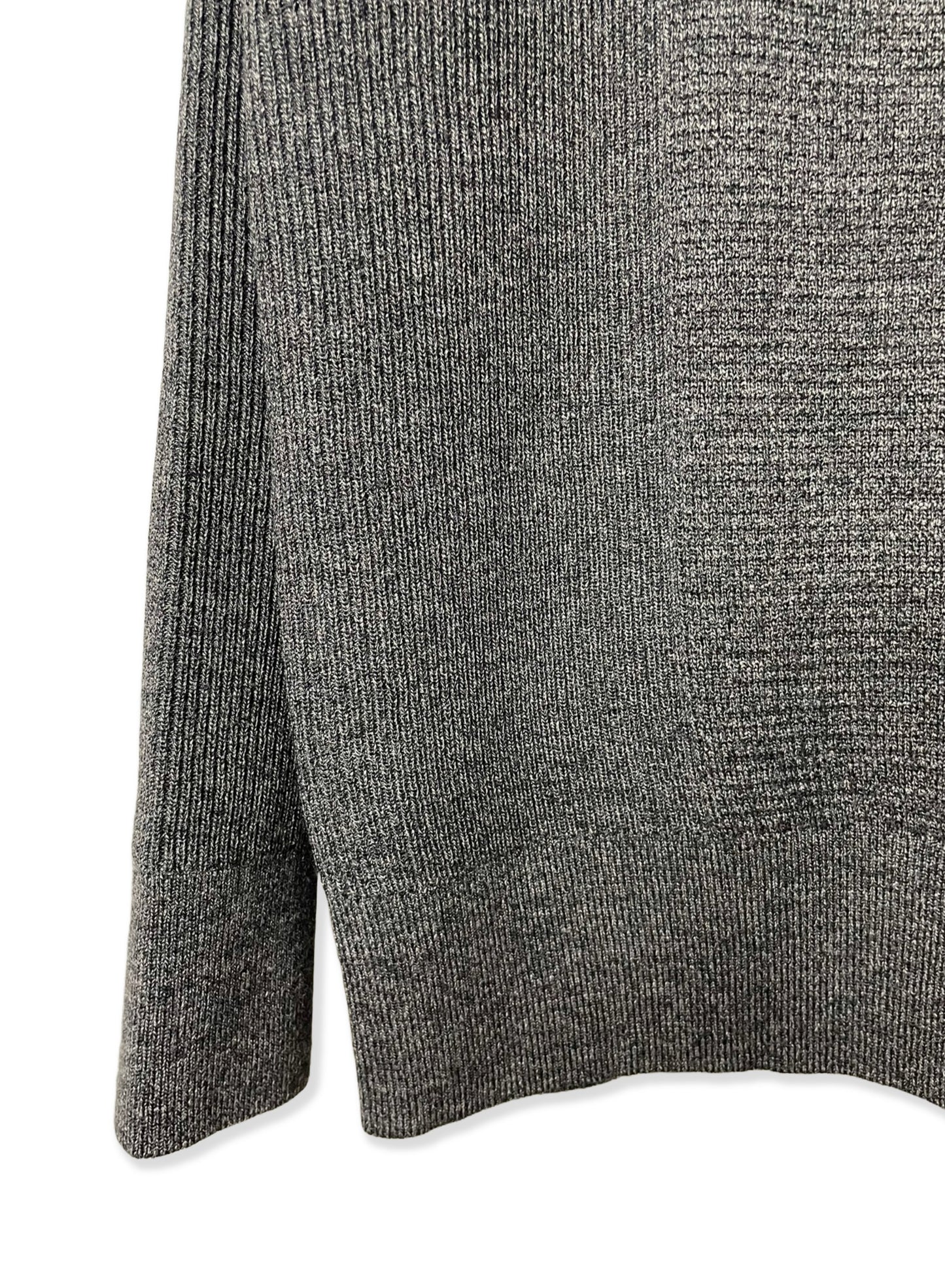 (MELANGE) Super Fine Merino 10Gauge Waffle/Rib Combo, WOOL 100%, #VL9421044, L/S CREW, HETHER BLACK
