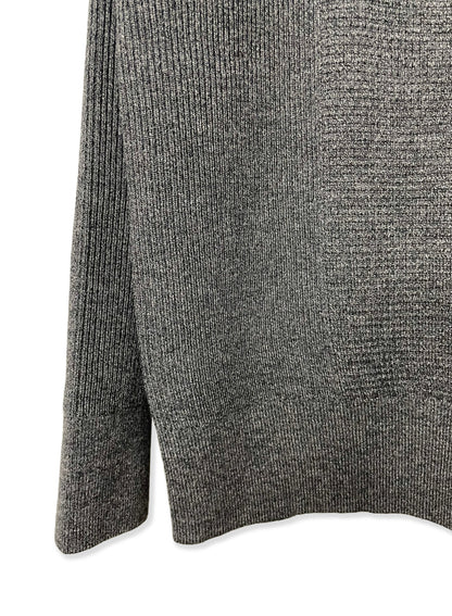 (MELANGE) Super Fine Merino 10Gauge Waffle/Rib Combo, WOOL 100%, #VL9421044, L/S CREW, HETHER BLACK