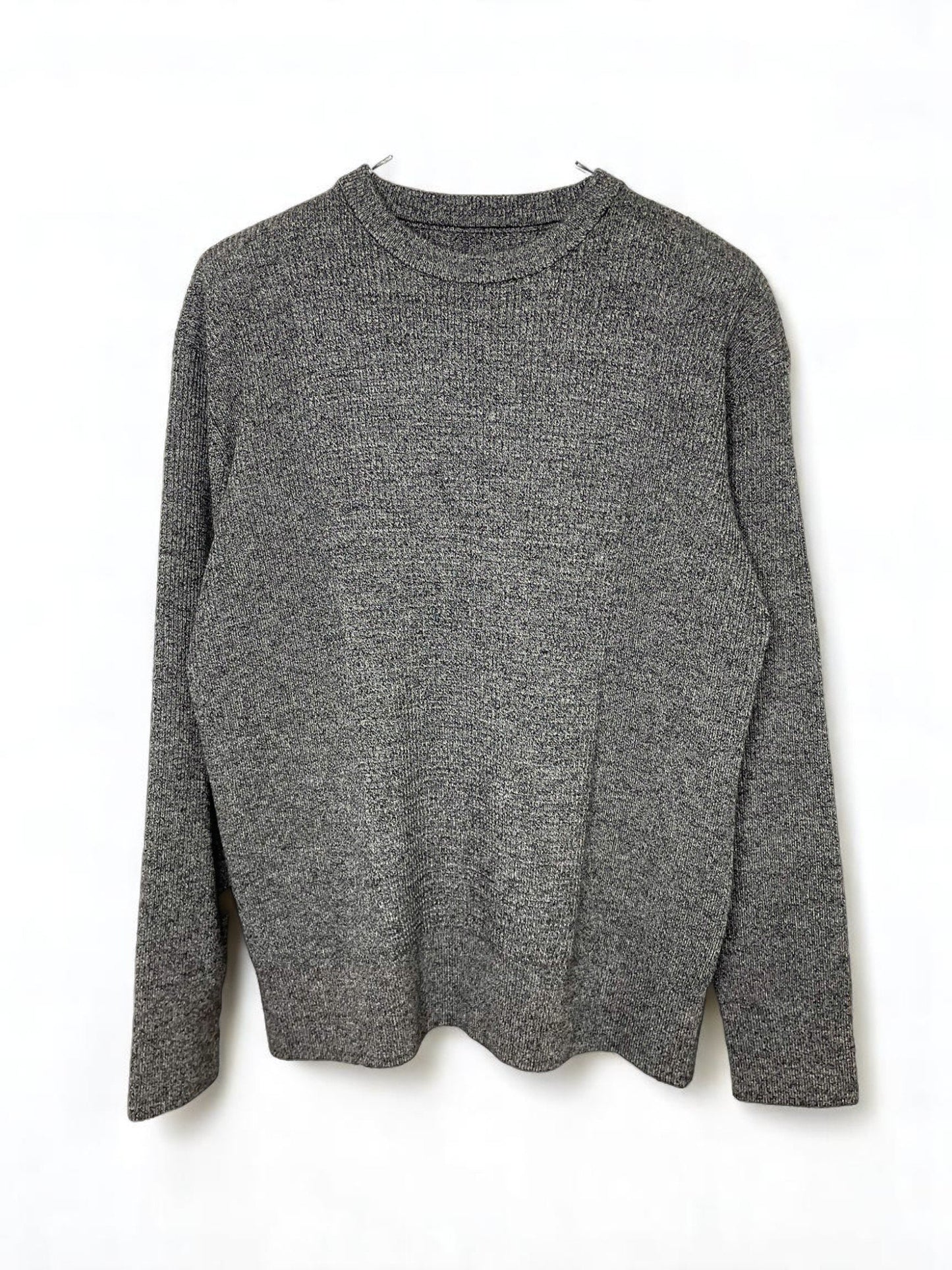 (MELANGE) Super Fine Merino 10Gauge Waffle/Rib Combo, WOOL 100%, #VL9421044, L/S CREW, HETHER CHARCOAL
