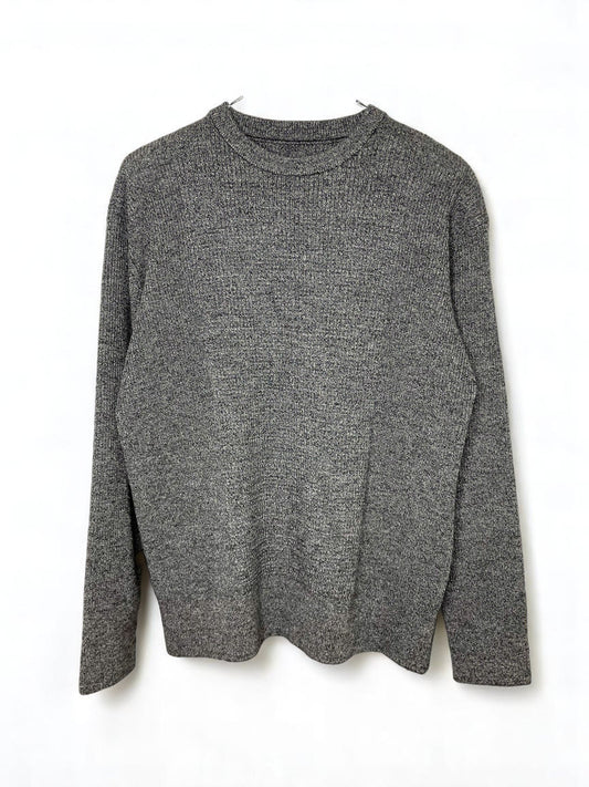 (MELANGE) Super Fine Merino 10Gauge Waffle/Rib Combo, WOOL 100%, #VL9421044, L/S CREW, HETHER CHARCOAL