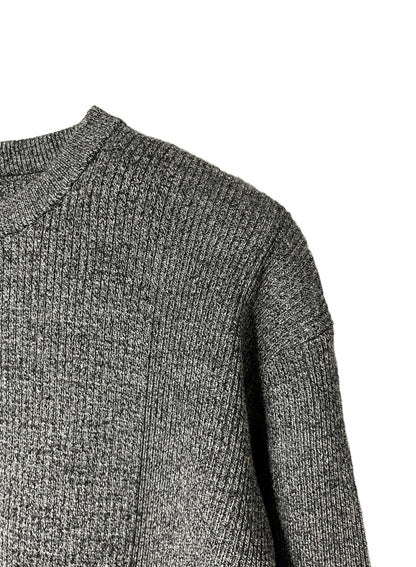 (MELANGE) Super Fine Merino 10Gauge Waffle/Rib Combo, WOOL 100%, #VL9421044, L/S CREW, HETHER CHARCOAL