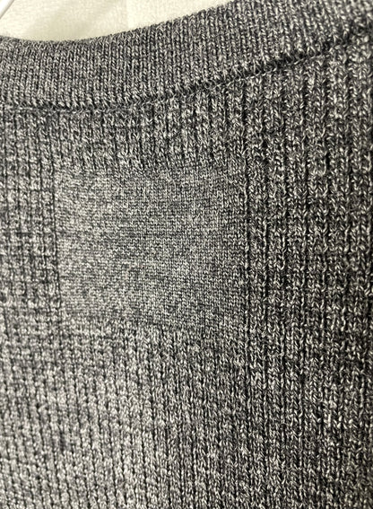 (MELANGE) Super Fine Merino 10Gauge Waffle/Rib Combo, WOOL 100%, #VL9421044, L/S CREW, HETHER CHARCOAL