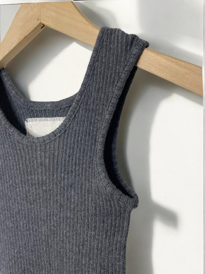 GAUZE RIB, TANKTOP,  851-881 , 100%cotton, CHARCOAL, OS