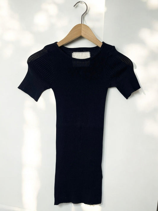 GAUZE RIB, SS CREW, 851-883, 100%cotton, BLACK, OS