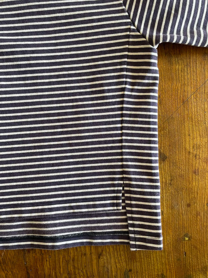 COTTON BOARDER, LS MOCK NECK, 852-912,  cotton 100%, NAVY-NATURAL