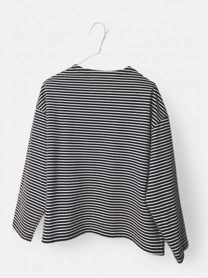 COTTON BOARDER, LS CARDIGAN, #851-886, cotton 100%, NAVY-NATURAL, OS