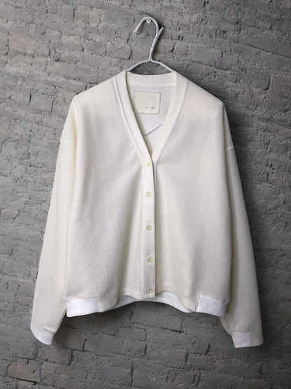 COTTON MESH, LS CARDIGAN, #851-888, cotton 55% Polyester 45%, WHITE
