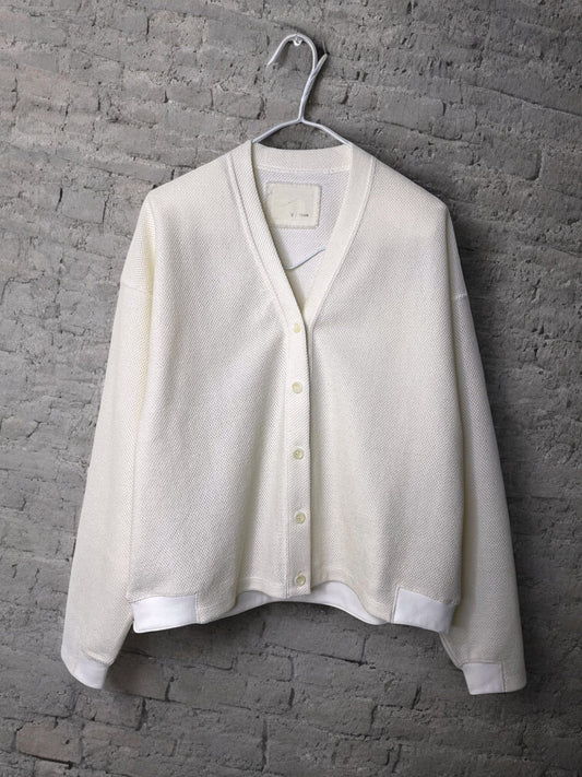 COTTON MESH, LS CARDIGAN, #851-888, cotton 55% Polyester 45%, WHITE