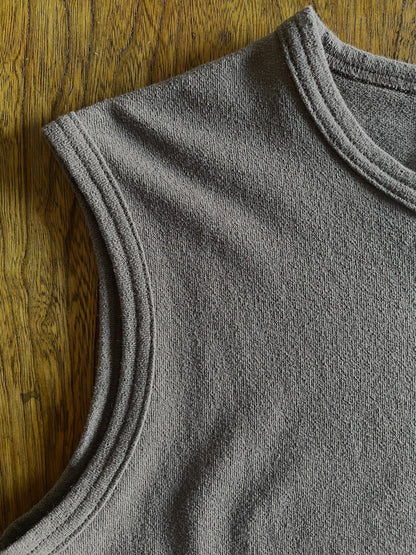 COTTON CRAPE, SIDE  NECK SLIT TANKTOP, #851-892  cotton 100%, SAND KHAKI, OS