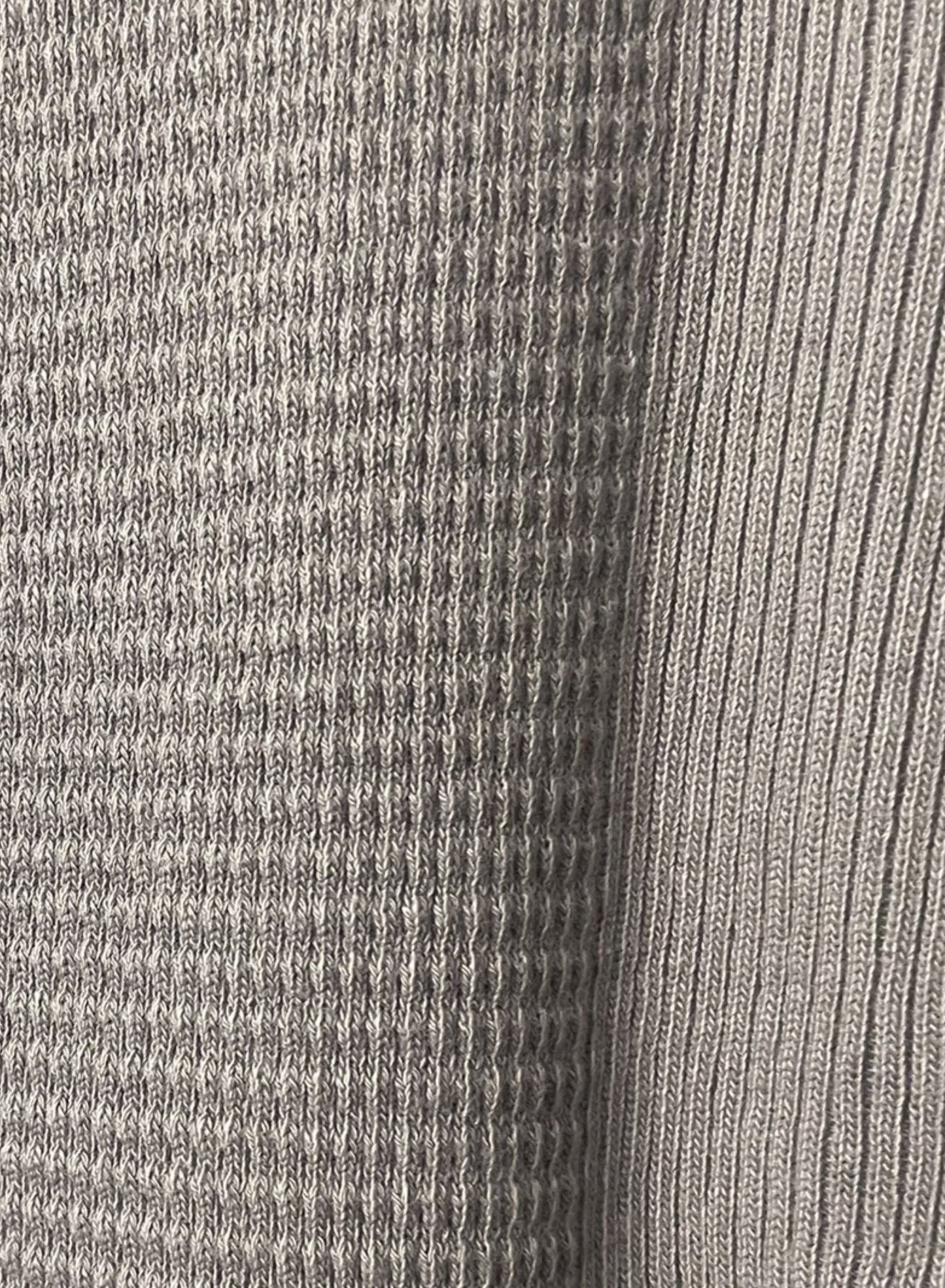 Waffle Rib Combo Tube,  Long Sleeve  Crew Neck Top. #802-748, CHARCOAL