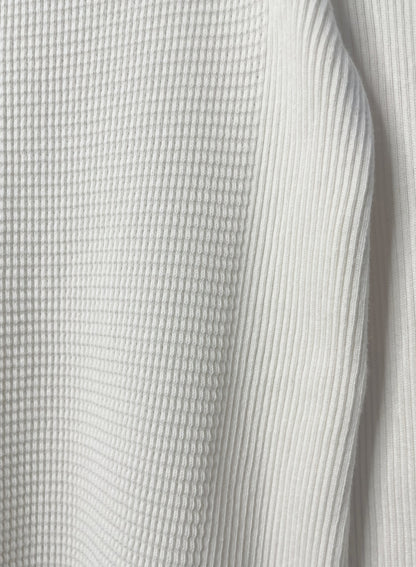Waffle Rib Combo Tube,  Long Sleeve  Crew Neck Top. #802-748, NATURAL