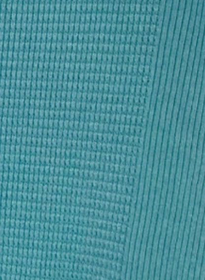 Waffle Rib Combo Tube,  Long Sleeve  Crew Neck Top. #802-748, PEACOCK