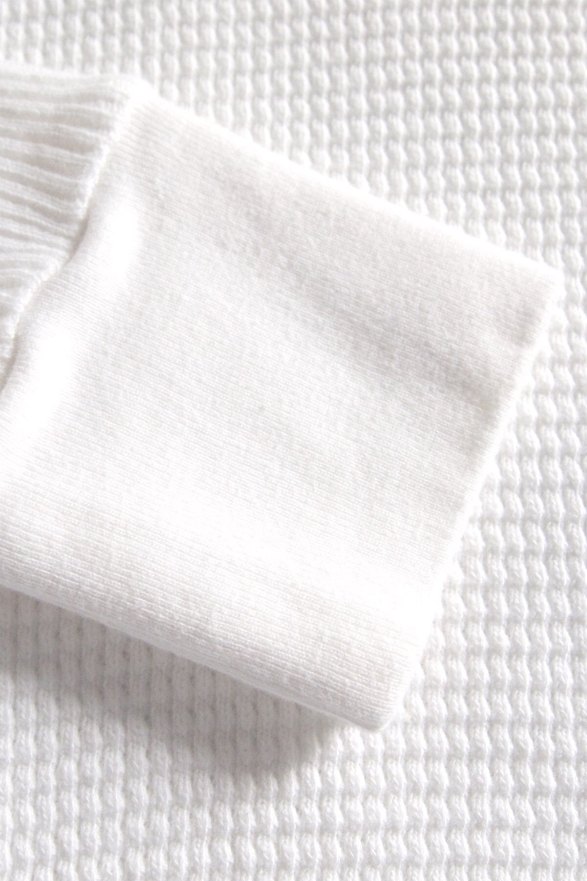 Waffle Rib Combo Tube,  Long Sleeve  Crew Neck Top. #802-748, White