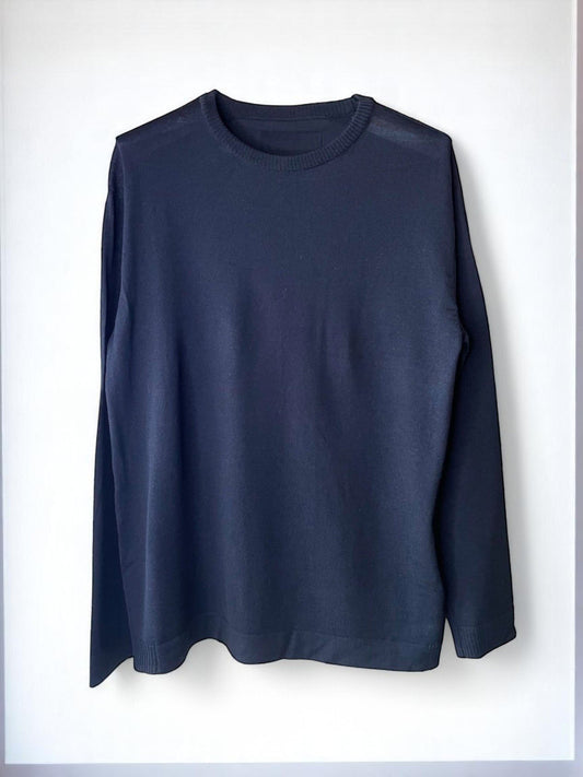 Super Fine Merino 16G Gauge Jersey Knit , VL9221002-4, WOOL 100%, LS CREW, BLACK