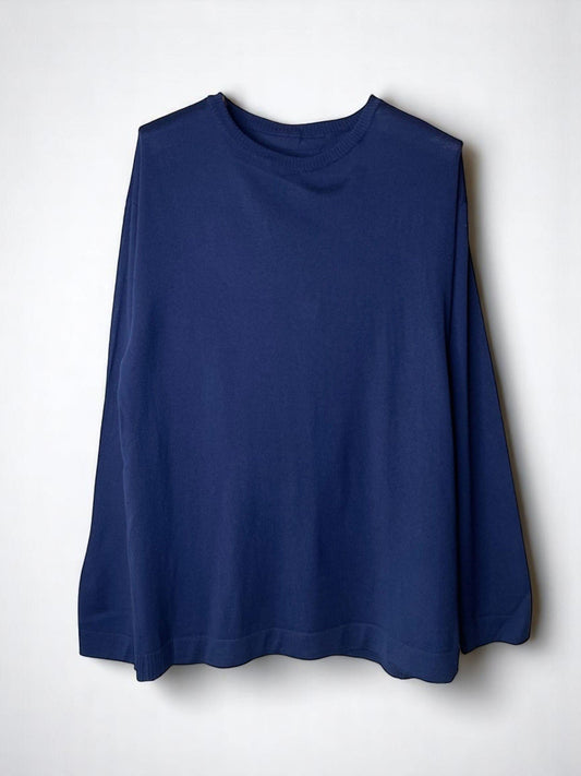 Super Fine Merino 16G Gauge Jersey Knit , VL9221002-4, WOOL 100%, LS CREW,  NAVY