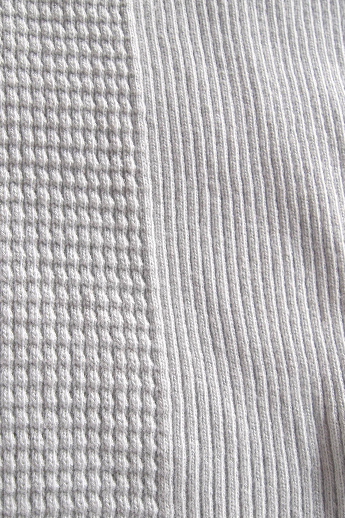 Waffle Rib Combo Tube,  Long Sleeve  Crew Neck Top. #802-748, Grey