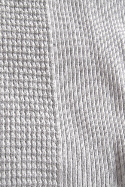 Waffle Rib Combo Tube,  Long Sleeve  Crew Neck Top. #802-748, Grey